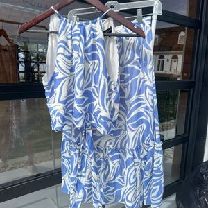 STATE Blue and White Sleeveless Dress